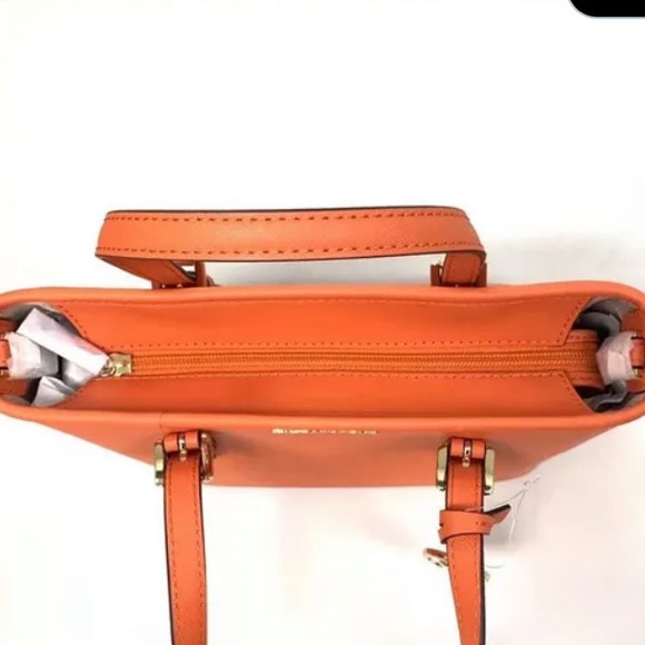 Michael Kors Jet Set Travel 35T9GTVT0L XS Convertible Top Zip Tote Tangerine - Picture 4 of 16